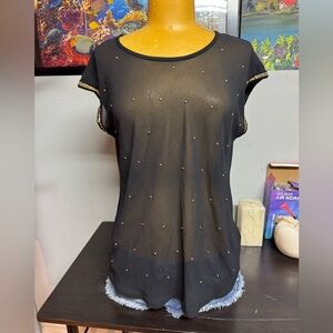 Elegant Sheer Black Studded Blouse